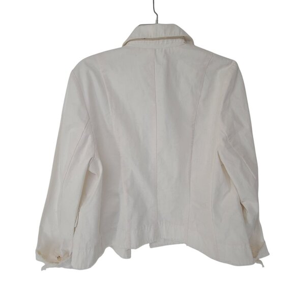 Pilcro Fray Hem Blazer NWT off white Size M Quiet Luxuary Office double breasted - Picture 3 of 10